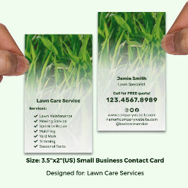 Basic Garden Service List Call to Action Lawn Care Visitkort