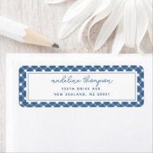Basic Gingham Light Navy Blue Address Label