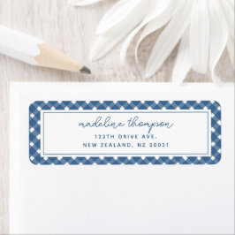 Basic Gingham Light Navy Blue Address Label Returadress Etikett