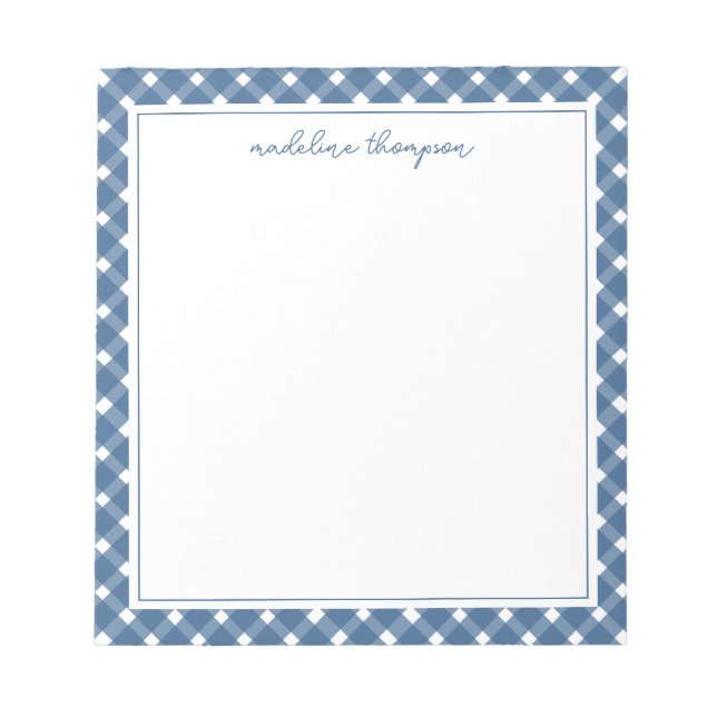 Basic Gingham Light Navy Blue Gräns Anteckningsblo Anteckningsblock (Framsida)