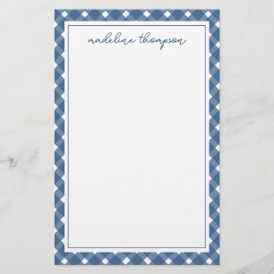 Basic Gingham Light Navy Blue Gräns Anteckningsblo Brevpapper
