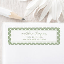 Basic Gingham Sage Green Address Label
