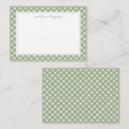 Basic Gingham Sage Green Border Anteckningskort