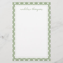 Basic Gingham Sage Green Border Brevpapper
