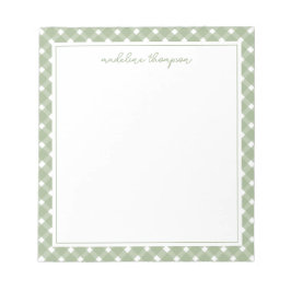 Basic Gingham Sage Green Border Notepad Anteckningsblock