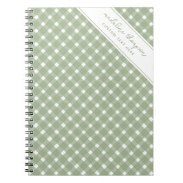 Basic Gingham Sage Green Spiral Anteckningsbok