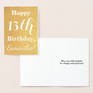 Basic Gold Foil 13th Birthday + Custom Name Folierat Kort