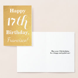 Basic Gold Foil 17 Birthday + Custom Name Folierat Kort