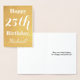 Basic Gold Foil 25 Birthday + Custom Name Folierat Kort