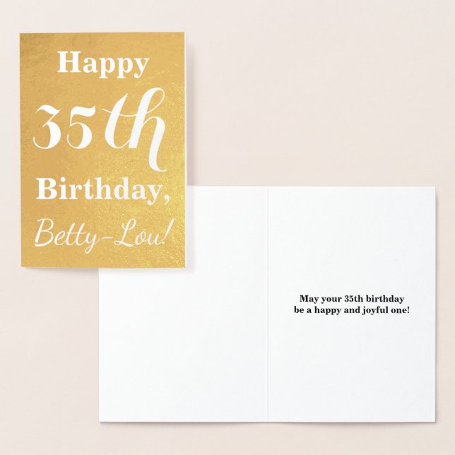 Basic Gold Foil 35e Birday + Custom Name Folierat Kort (Display)