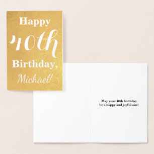 Basic Gold Foil 40th Birthday + Custom Name Folierat Kort