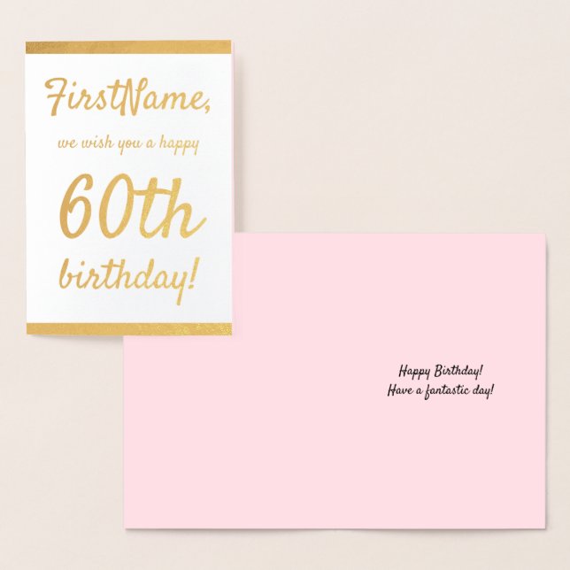 Basic Gold Foil 60:e födelsedagshälsningskort Folierat Kort (Display)