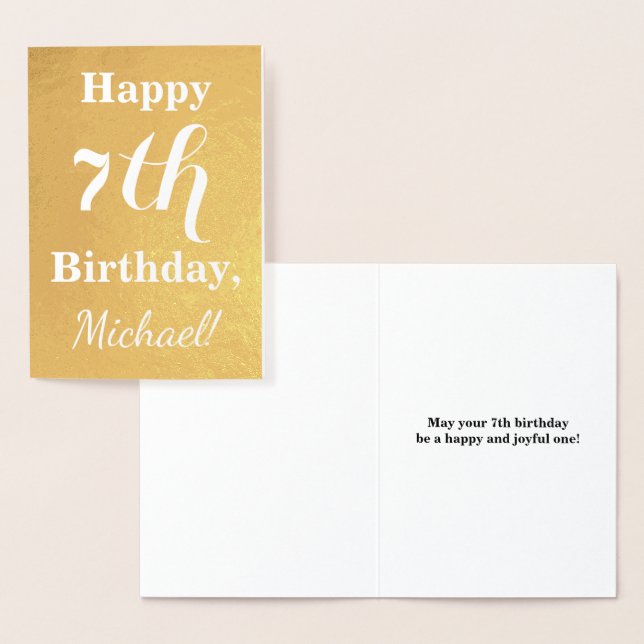Basic Gold Foil 7:e Birthday + Custom Name Folierat Kort (Display)