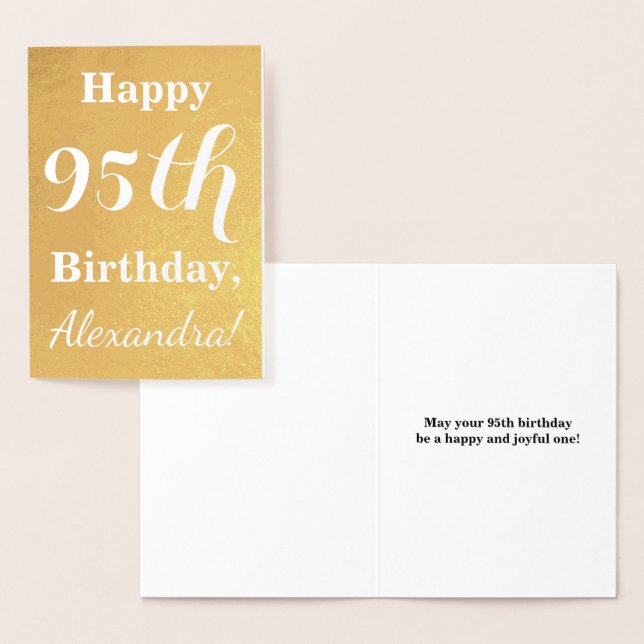 Basic Gold Foil 95 Birthday + Custom Name Folierat Kort (Display)
