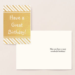Basic Gold Foil "have a Underbar Birthday"-kort Folierat Kort