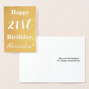 Basic Gold Foil "LYCKLIG 21st BIRTHDAY"; anpassat Folierat Kort