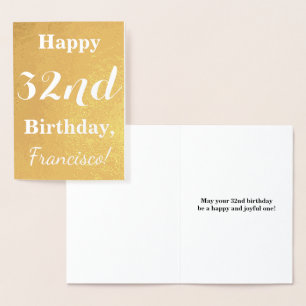 Basic Gold Foil "LYCKLIG 32nd BIRTHDAY"; anpassat Folierat Kort