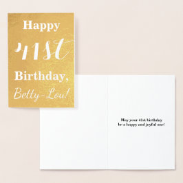 Basic Gold Foil "LYCKLIG 41st BIRTHDAY"; anpassat  Folierat Kort