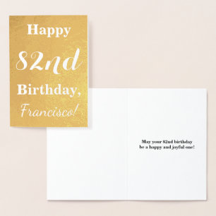 Basic Gold Foil "LYCKLIG 82nd BIRTHDAY"; anpassat Folierat Kort