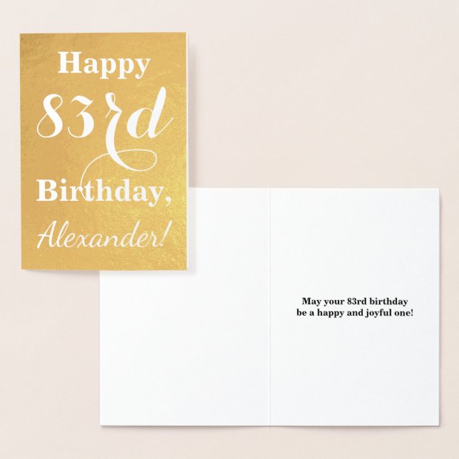 Basic Gold Foil "LYCKLIG 83rd BIRTHDAY"; anpassat  Folierat Kort (Display)