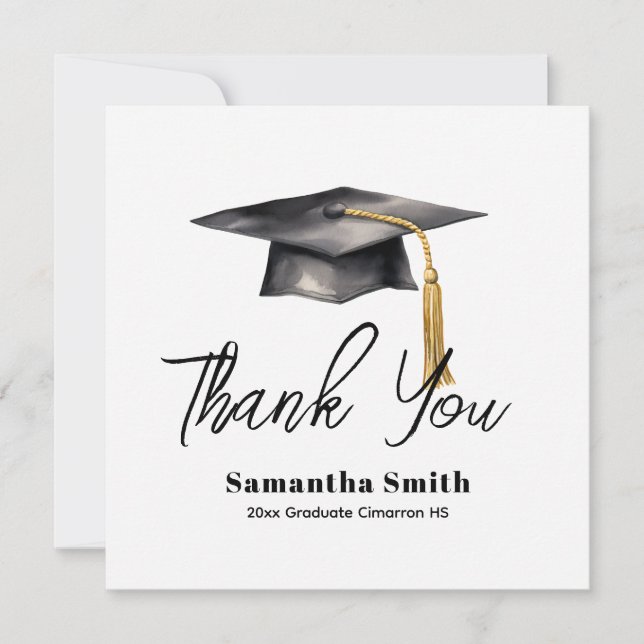 Basic Graduation Party Flat Thank You Card Tack Kort (Framsida)