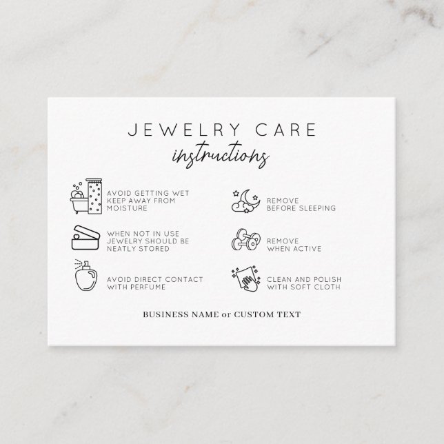 Basic Jewelry Care Instructions Earring Business Tilläggskort (Framsida)