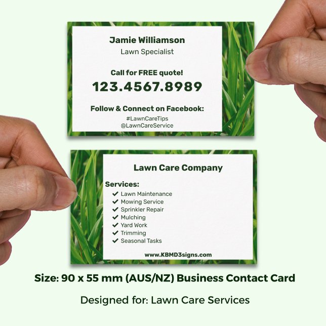 Basic List Call to Action Garden Maintenance Visitkort (Basic List Call to Action Garden Maintenance Business Card; size: 90 x 55 mm (AUS/NZ))