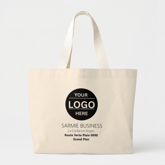 Basic Logo Custom Bag, Business or Shop Tote Bag Jumbo Tygkasse (Framsidan)