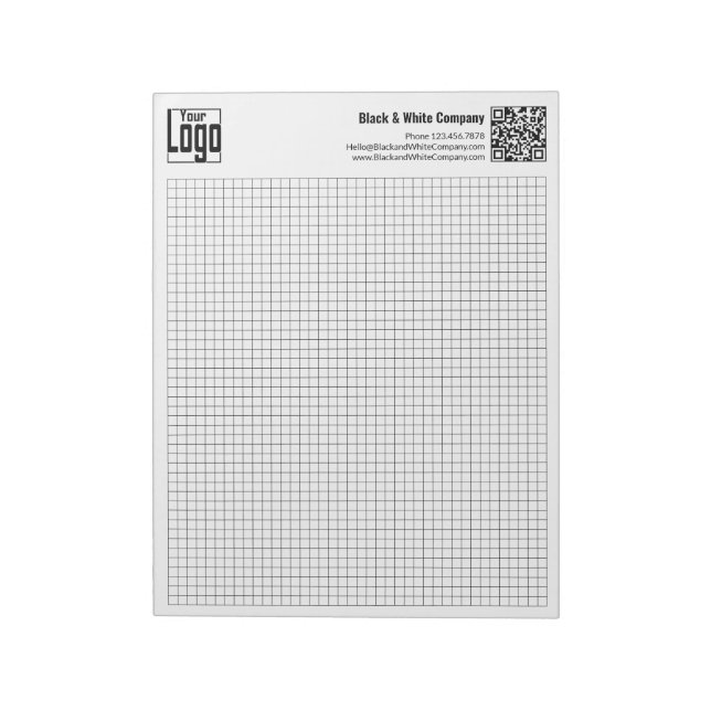 Basic Logo QR-code Black Grid Graph Calcpad Anteckningsblock (Roterad)