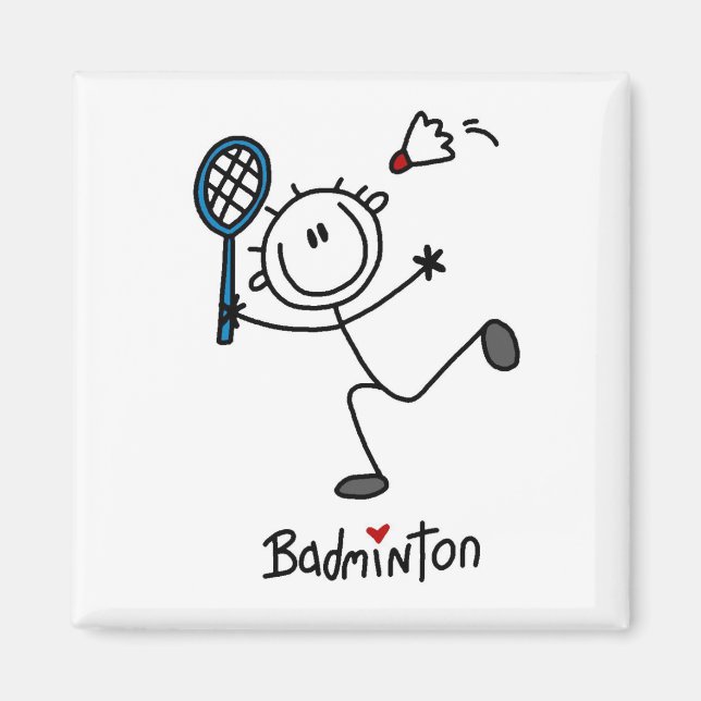 Basic Male Stick figur Badminton Magnet (Framsidan)