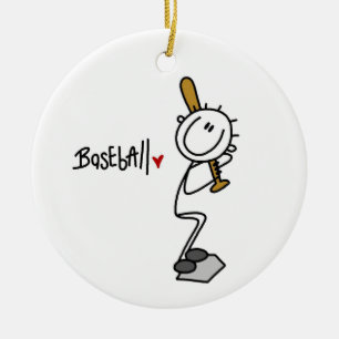 Basic Male Stick figur Baseball T-shirts och Gift Julgransprydnad Keramik