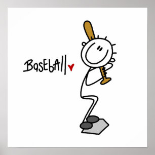 Basic Male Stick figur Baseball T-shirts och Gift Poster