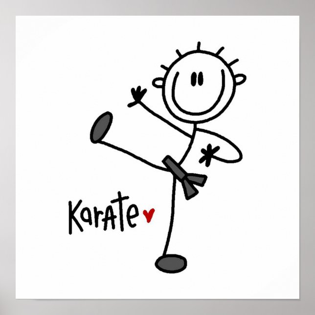 Basic Male Stick figur Karate T-shirts and Gifts Poster (Framsidan)
