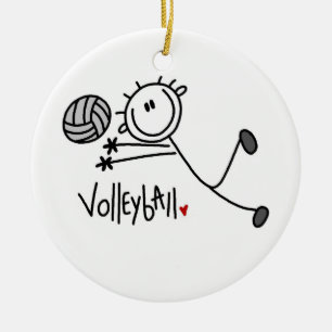 Basic Male Stick figur Volleyball Julgransprydnad Keramik