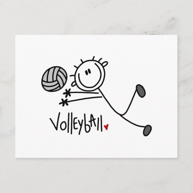 Basic Male Stick figur Volleyball Vykort (Framsida)