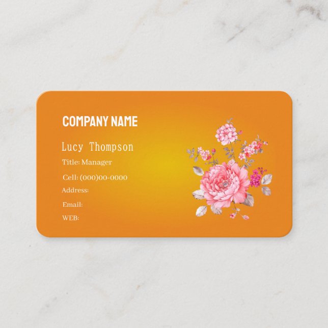 BASIC-MALL, AFFÄRSKORT, blomma Visitkort (Framsida)
