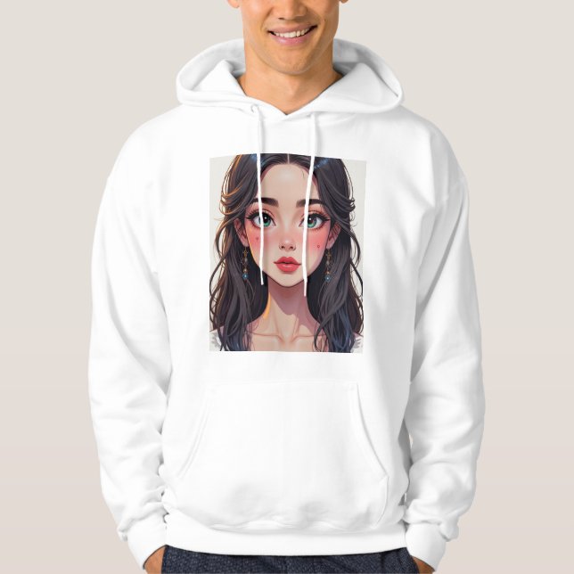 Basic men's sweatshirt with a cartoon-style girl (Framsida)