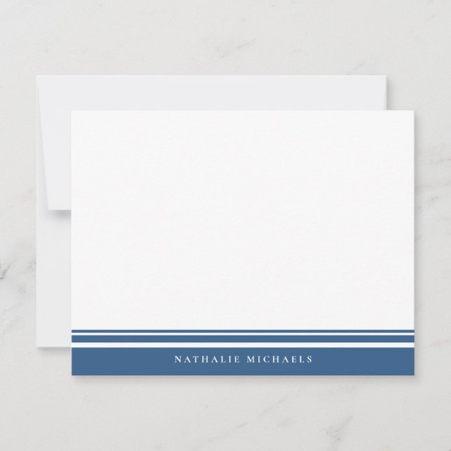 Basic Navy Blue Rand Personlig Stationery Anteckningskort (Framsida)