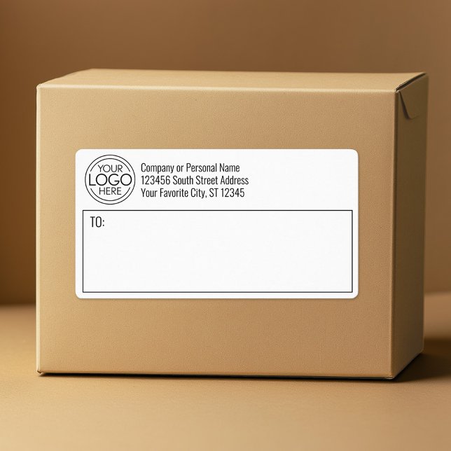 Basic Office Business Logotyp med område för lever Fraktsedel (Custom Box Label with Logo and Return address)