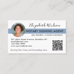Basic Photo QR Notary Sigary Loan Agent Navy Blue Visitkort
