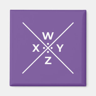 Basic Pigpen Cipher Nyckel WXYZ (4 av 4) på mörk Magnet