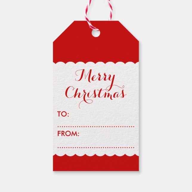 Basic Red and White Snowflake Presentetikett (Baksidan)