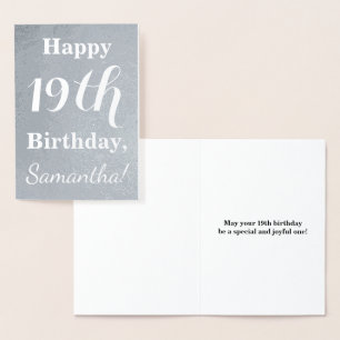 Basic Silver Foil 19 Birthday + Custom Name Folierat Kort