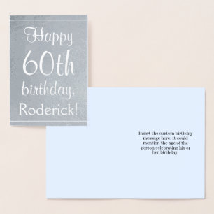 Basic Silver Foil 60:e födelsedagshälsningskort Folierat Kort