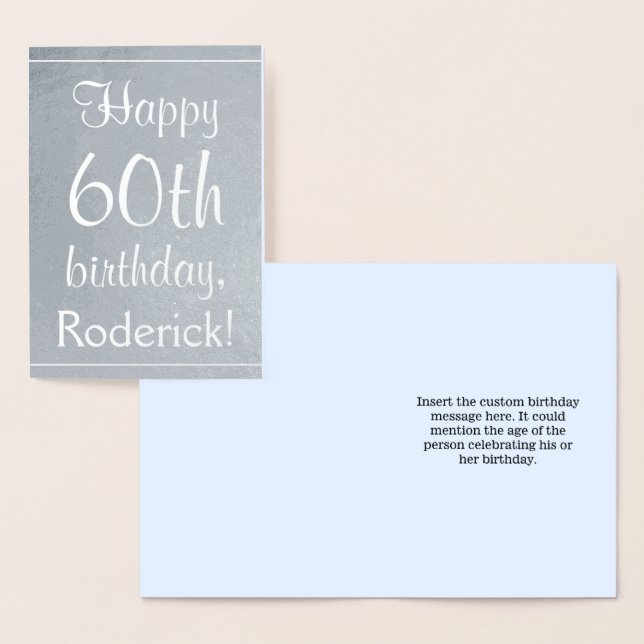 Basic Silver Foil 60:e födelsedagshälsningskort Folierat Kort (Display)