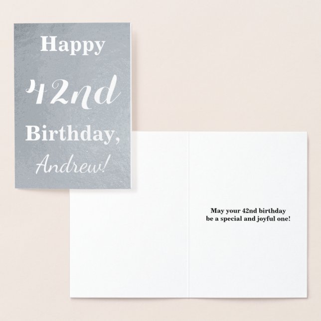 Basic Silver Foil "Lycklig 42:a födelsedagen" + Na Folierat Kort (Display)