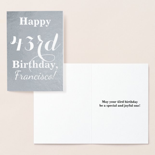 Basic Silver Foil "Lycklig 43:e födelsedagen" + Na Folierat Kort (Display)