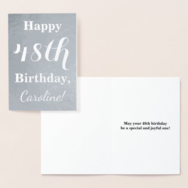 Basic Silver Foil "Lycklig 48:e födelsedagen" + Na Folierat Kort (Display)