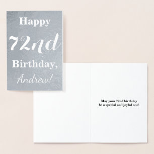 Basic Silver Foil "LYCKLIG 72nd BIRTHDAY" + Namn Folierat Kort