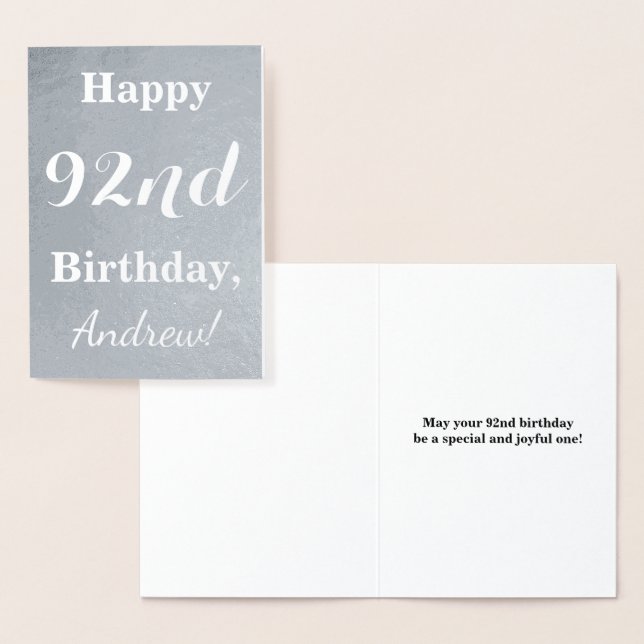 Basic Silver Foil (LYCKLIG 92:a BIRTHDAY) + Namn Folierat Kort (Display)